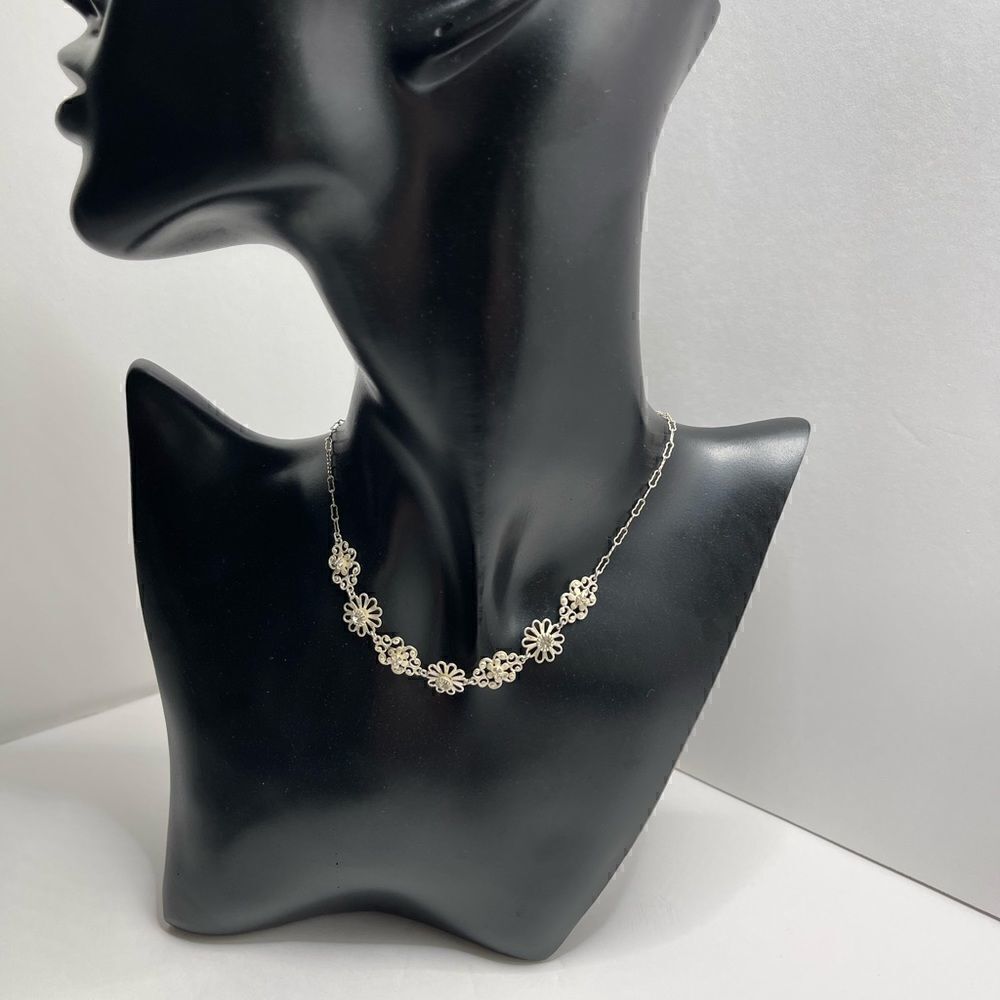 LIZ PALACIOS necklace mini flowers rhinestone